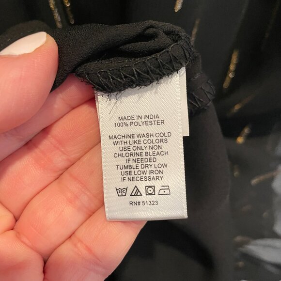 CeCe Women's Metallic Print Ruffled Smocked Waist Midi Dress XL Black w/Gold - Picture 4 of 8